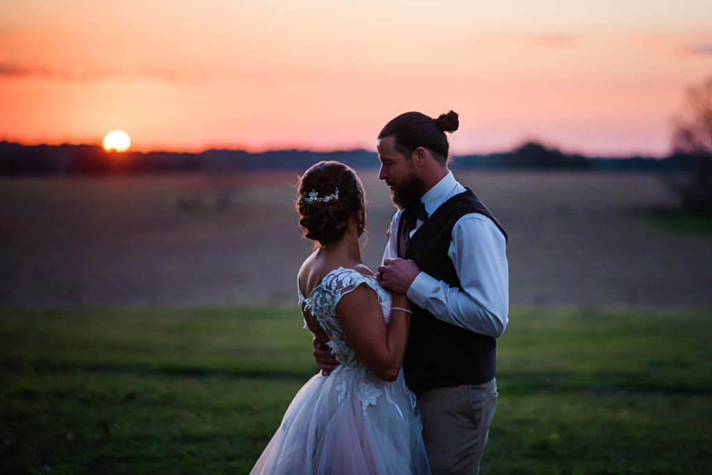 sunset photos bride and groom