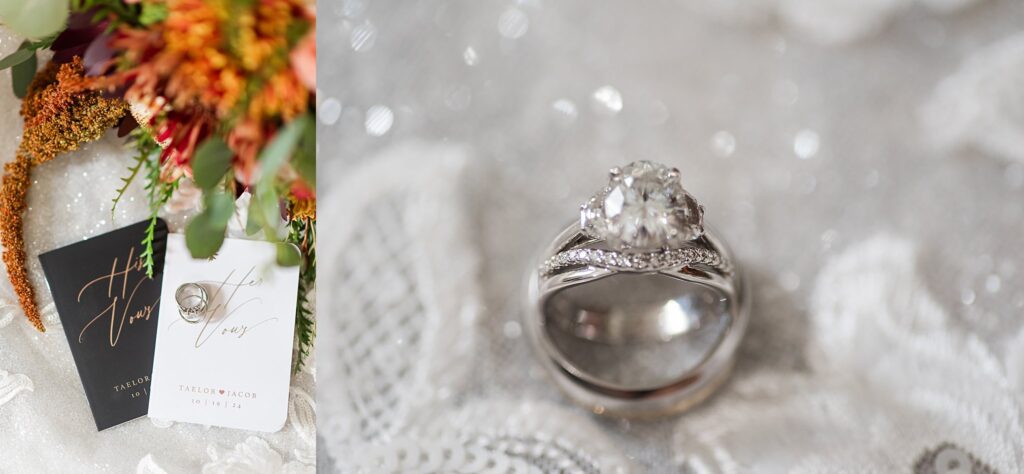 wedding details rings and vow books