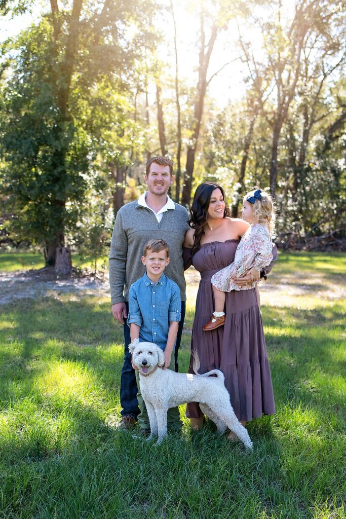 gainesville family photographer family with pet dog 