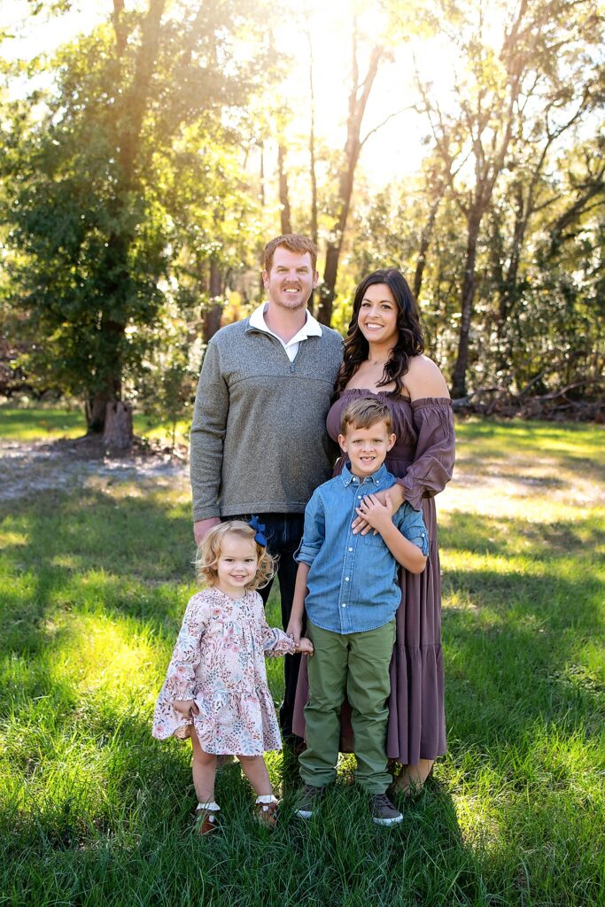 gainesville family photographer at golden hour on private property