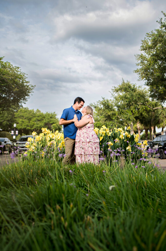 Winter Garden engagement session with golden light