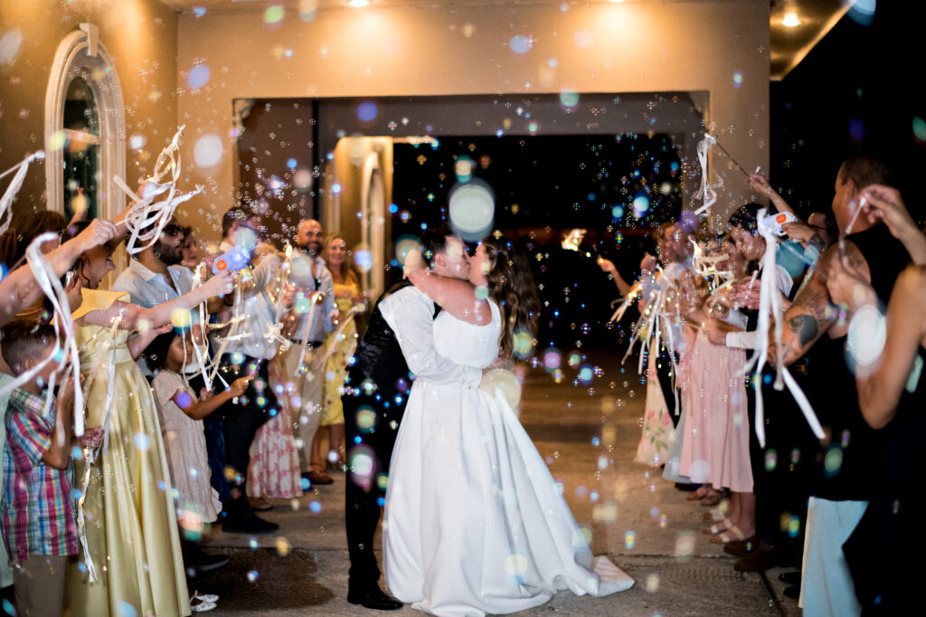 Pool jump exit at Lakeview Gardens wedding